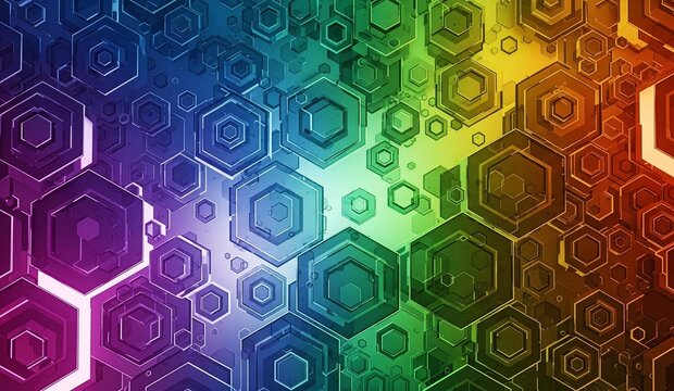 Abstrakter Hexagon-Digitalkunst-Hintergrund in modernen Farben