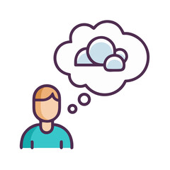 The Person Dreaming About Weather and Clouds on a Sunny Day Illustration