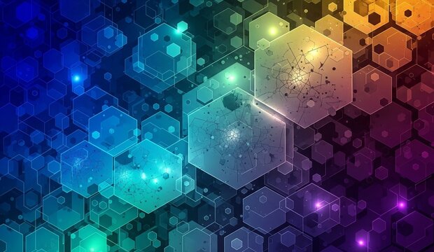 Abstrakter Hexagon-Digitalkunst-Hintergrund in modernen Farben