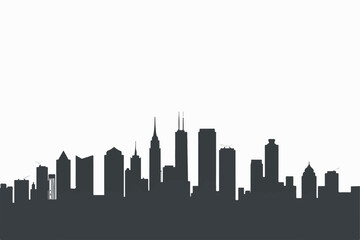 Naklejka premium Modern City Skyline with Reflection – Minimalist Urban Landscape Vector
