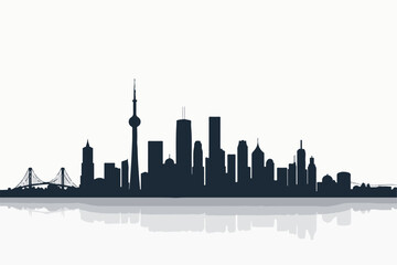 Modern City Skyline with Reflection – Minimalist Urban Landscape Vector