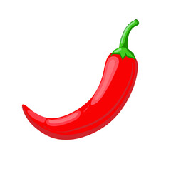 A cartoon illustration of a red hot chili pepper on white backdrop