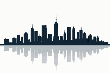 Fototapeta premium Modern City Skyline with Reflection – Minimalist Urban Landscape Vector