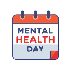 Fototapeta premium Calendar Icon Displaying Mental Health Day Awareness with Simple Cartoon Style