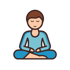 Person Meditating in Lotus Position Icon, Promoting Wellness and Mental Health