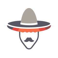 Stylized illustration of a sombrero wearing face with a mustache image