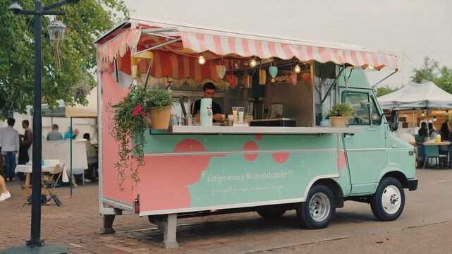 Fruit smoothie food truck.
