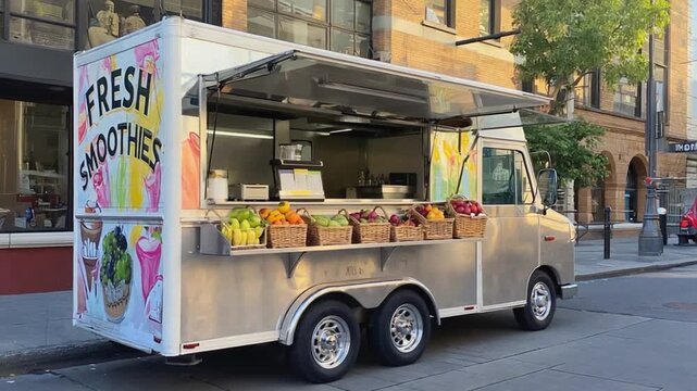 Fruit smoothie food truck.