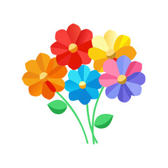 Beautiful Bouquet of Colorful Flowers with Vibrant Petals and Lush Green Leaves