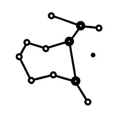 Abstract Star Constellation with Bold Black Lines and Distinct Point Connections