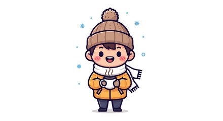 VECTOR Illustration of a Cozy Person in Winter MUSIMM DINGIN.svg Design