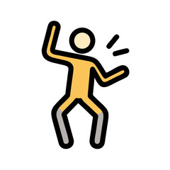 Cartoon illustration of a person dancing with energy and excitement shown