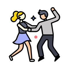 Dancing couple full of energy moving together with style and happiness