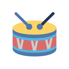 A vibrant and colorful cartoon depiction of a drum with drumsticks