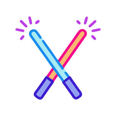Illustration of crossed lightsabers with vibrant colors and a minimalist design style