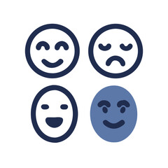 Collection of Four Simple Emoji Icons Expressing Different Emotions
