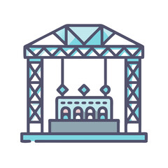 Obraz premium A Cartoon Stage with a Light Blue Color Scheme and Cute Aesthetics