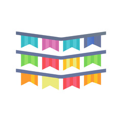 Colorful Festival Bunting on Three Levels for Celebration Decoration Style