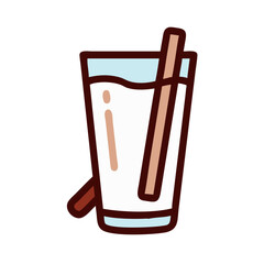 Stylized Glass of Milk with a Cinnamon Stick and a Light Blue Hue