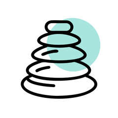 A stacked stone tower promoting meditation, relaxation and stress reduction techniques