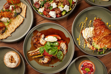 Delicious restaurant dishes served on plates, creating a tempting culinary scene