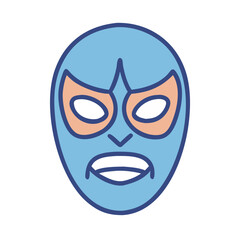 Vector illustration of a stylized Luchador wrestling mask with an angry expression