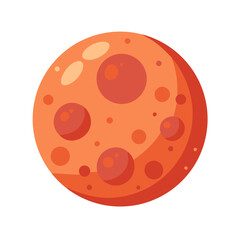 Cartoon illustration of a planet with craters and orange surface