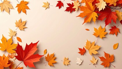 Fototapeta premium Autumn leaves falling nature scene digital artwork warm colors close-up view seasonal aesthetics for relaxation and inspiration