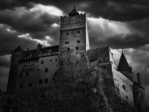 Medieval Castle Under Ominous Clouds
