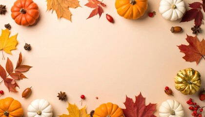 Autumn harvest celebration with pumpkins and leaves cozy home decor styled flat lay natural light seasonal vibes
