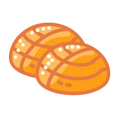 Two sweet semla buns in a cartoon style with orange color