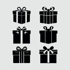 Gift present silhouette set