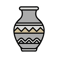 Stylized Ceramic Vase with Geometric Patterns and Decorative Elements Illustration
