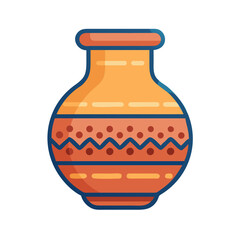 Illustration of a stylized decorative vase or ceramic pot with design elements