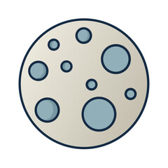 Full Moon illustration with visible craters and a minimalist aesthetic on white