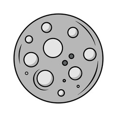Stylized cartoon moon with craters, a celestial body in space