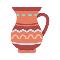 Artistic Terracotta Pitcher with Decorative Bands for Holding Water or Liquid
