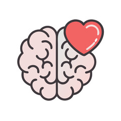 Emotional Intelligence Conceptual Icon Showing the Heart and Brain Working Together