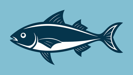 Fototapeta premium A blue and white fish with a black fin. The fish is swimming in the water