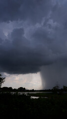 Rain clouds and black sky textured background. Danger storm cloud, Black cloud and thunder storm, Dark sky and motion clouds before rainy
