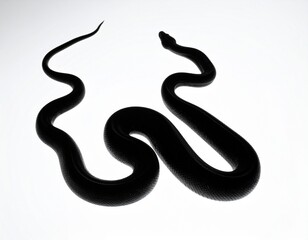 Obraz premium Silhouette of Serpentine Elegance: An overhead view reveals the graceful silhouette of a snake, its dark form a stark contrast against the background, evoking a sense of mystery and understated power.