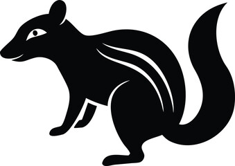 Fototapeta premium Numbat animal silhouette side profile with bushy tail and striped back isolated on white background for Australian wildlife design