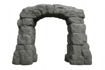 Ancient stone arch on a transparent background, perfect for projects related to history, architecture, or fantasy settings