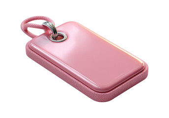 Simple Pink Price Tag Icon with Curled String on Transparent Background