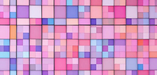 Fototapeta premium Geometric tiled wall background, grid pattern in cool tones, lines, mosaic