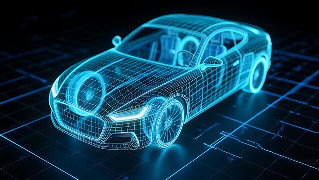 Futuristic Digital Car Model Technology Design - Powered by Adobe