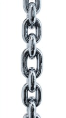 Obraz premium Metallic chain links arranged vertically showcasing a sleek and reflective surface under soft lighting