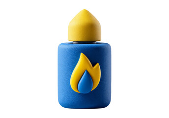 Colorful Blue and Yellow Wax Candle on Transparent Background