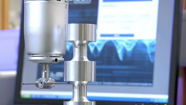Close up of a rheometer used for material testing in a laboratory setting