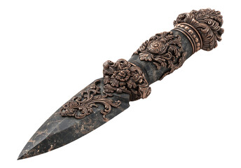 Ornate Dagger with Glossy Handle on Transparent Background